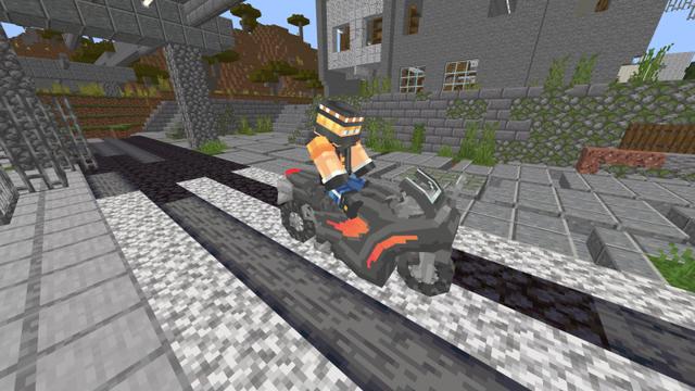 Screenshot of the Minecraft Bedrock Marketplace product Ghost Bikers created by CubeCraft Games.