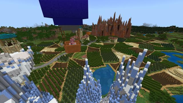 Screenshot of the Minecraft Bedrock Marketplace product Hot Air Balloons created by CubeCraft Games.