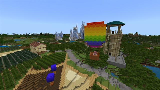 Screenshot of the Minecraft Bedrock Marketplace product Hot Air Balloons created by CubeCraft Games.