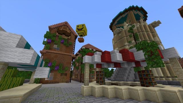 Screenshot of the Minecraft Bedrock Marketplace product Hot Air Balloons created by CubeCraft Games.