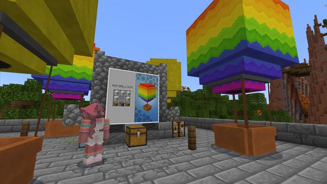 Screenshot of the Minecraft Bedrock Marketplace product Hot Air Balloons created by CubeCraft Games.