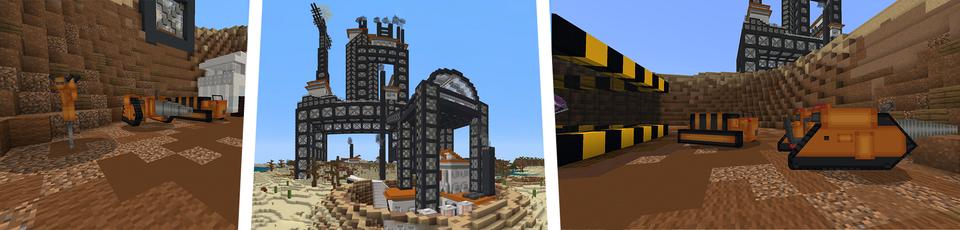 Panorama of the Minecraft Bedrock Marketplace product Mining Machines created by CubeCraft Games.