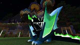 Screenshot of the Minecraft Bedrock Marketplace product Neon Dragons created by CubeCraft Games.