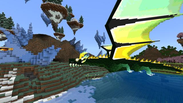 Screenshot of the Minecraft Bedrock Marketplace product Neon Dragons created by CubeCraft Games.