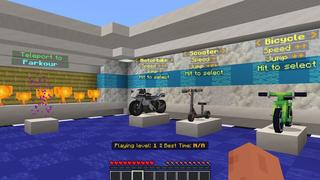 Screenshot of the Minecraft Bedrock Marketplace product Obby Bike created by CubeCraft Games.