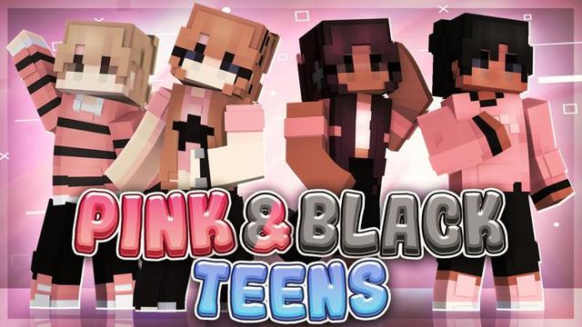 Thumbnail of the Minecraft Bedrock Marketplace product Pink & Black Teens created by CubeCraft Games.