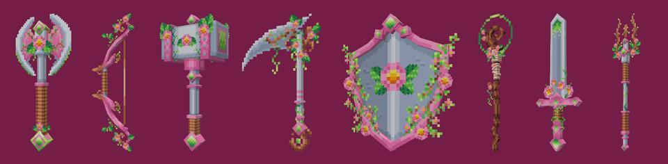 Panorama of the Minecraft Bedrock Marketplace product Pink Weapons created by CubeCraft Games.