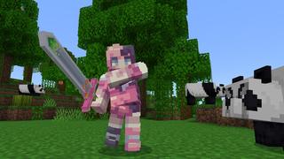 Screenshot of the Minecraft Bedrock Marketplace product Pink Weapons created by CubeCraft Games.