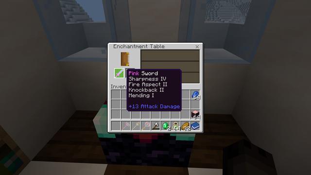 Screenshot of the Minecraft Bedrock Marketplace product Pink Weapons created by CubeCraft Games.
