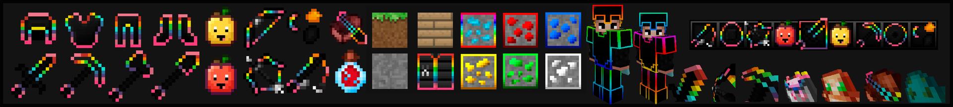 Panorama of the Minecraft Bedrock Marketplace product Rainbow Eclipse PvP Pack created by CubeCraft Games.