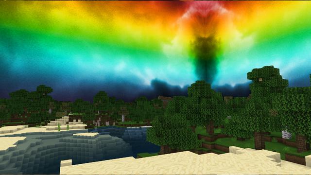 Screenshot of the Minecraft Bedrock Marketplace product Rainbow Eclipse PvP Pack created by CubeCraft Games.