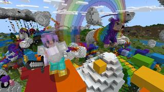 Screenshot of the Minecraft Bedrock Marketplace product Rainbow World created by CubeCraft Games.