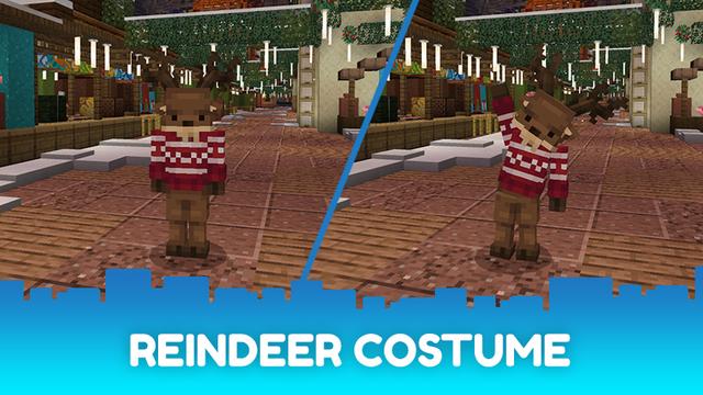 Screenshot of the Minecraft Bedrock Marketplace product Reindeer - Costume created by CubeCraft Games.