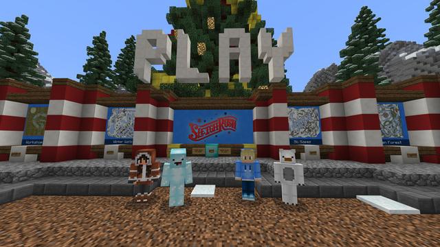 Screenshot of the Minecraft Bedrock Marketplace product Sleigh Rush created by CubeCraft Games.