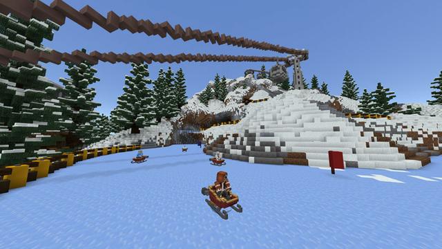 Screenshot of the Minecraft Bedrock Marketplace product Sleigh Rush created by CubeCraft Games.