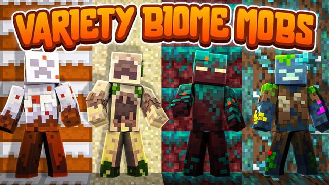Thumbnail of the Minecraft Bedrock Marketplace product Variety Biome Mobs created by CubeCraft Games.