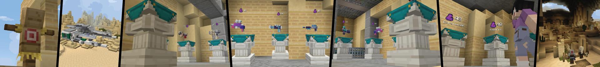 Panorama of the Minecraft Bedrock Marketplace product Advanced Blasters created by Cubed Creations.