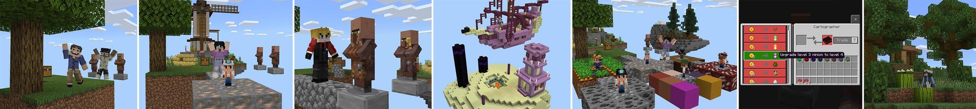 Panorama of the Minecraft Bedrock Marketplace product Advanced Skyblock Minions created by Cubed Creations.