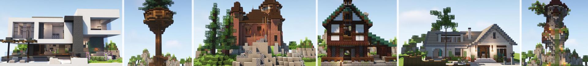 Panorama of the Minecraft Bedrock Marketplace product Craftable Houses created by Cubed Creations.