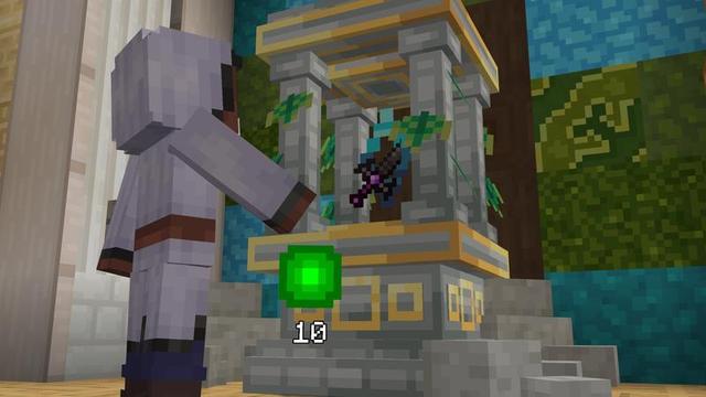 Screenshot of the Minecraft Bedrock Marketplace product Custom Enchantments created by Cubed Creations.