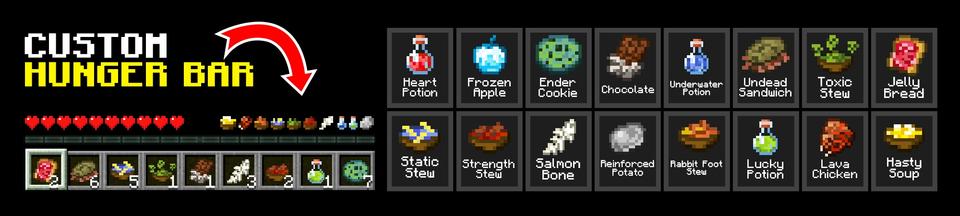 Panorama of the Minecraft Bedrock Marketplace product Custom Hunger created by Cubed Creations.