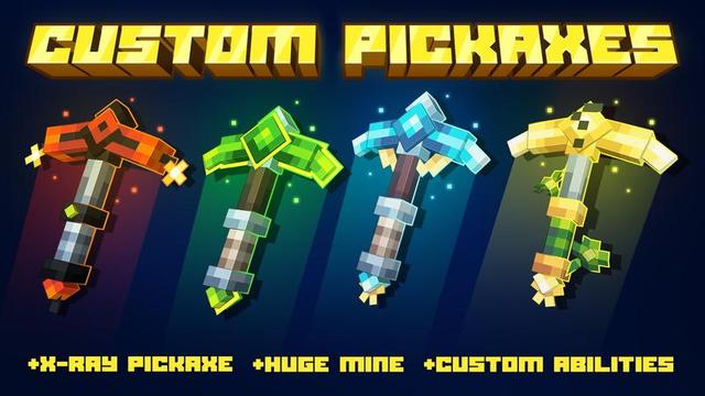 Thumbnail of the Minecraft Bedrock Marketplace product Custom Pickaxes created by Cubed Creations.