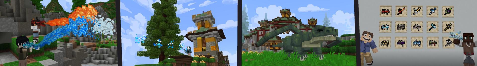 Panorama of the Minecraft Bedrock Marketplace product Dragon Weapons created by Cubed Creations.