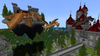 Screenshot of the Minecraft Bedrock Marketplace product Dragons and Castles created by Cubed Creations.