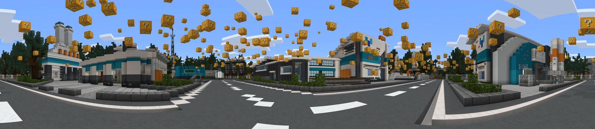 Panorama of the Minecraft Bedrock Marketplace product Falling Lucky Blocks created by Cubed Creations.