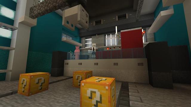 Screenshot of the Minecraft Bedrock Marketplace product Falling Lucky Blocks created by Cubed Creations.
