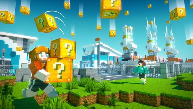 Thumbnail of the Minecraft Bedrock Marketplace product Falling Lucky Blocks created by Cubed Creations.