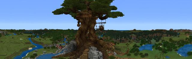 Panorama of the Minecraft Bedrock Marketplace product Giant Tree House created by Cubed Creations.