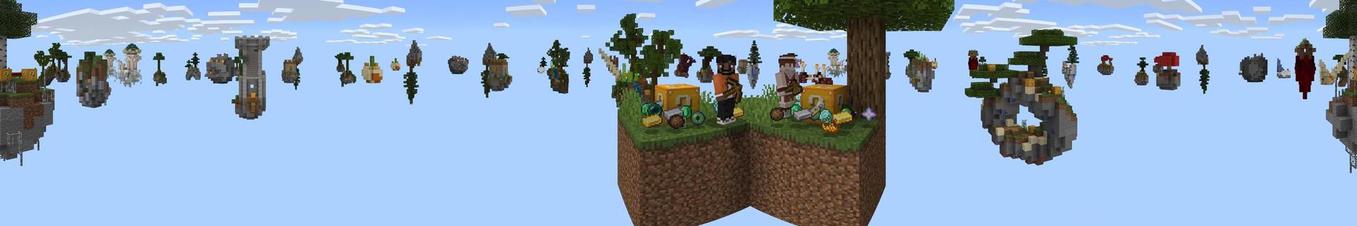 Panorama of the Minecraft Bedrock Marketplace product Infinity Lucky Block Skyblock created by Cubed Creations.