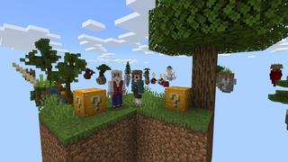 Screenshot of the Minecraft Bedrock Marketplace product Infinity Lucky Block Skyblock created by Cubed Creations.