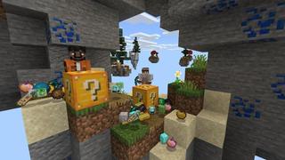 Screenshot of the Minecraft Bedrock Marketplace product Infinity Lucky Block Skyblock created by Cubed Creations.