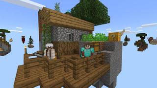 Screenshot of the Minecraft Bedrock Marketplace product Infinity Lucky Block Skyblock created by Cubed Creations.