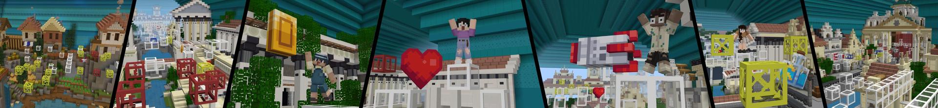 Panorama of the Minecraft Bedrock Marketplace product Infinity Moving Blocks Parkour created by Cubed Creations.