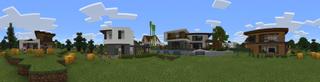Panorama of the Minecraft Bedrock Marketplace product Lucky Block Houses created by Cubed Creations.