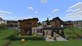 Screenshot of the Minecraft Bedrock Marketplace product Lucky Block Houses created by Cubed Creations.