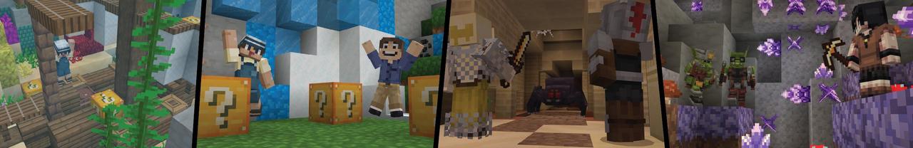 Panorama of the Minecraft Bedrock Marketplace product Lucky Block Skyblock created by Cubed Creations.