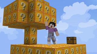 Screenshot of the Minecraft Bedrock Marketplace product Lucky Block Skyblock created by Cubed Creations.