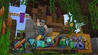 Screenshot of the Minecraft Bedrock Marketplace product Lucky Block Skyblock created by Cubed Creations.