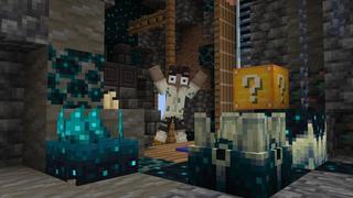 Screenshot of the Minecraft Bedrock Marketplace product Lucky Block Skyblock created by Cubed Creations.