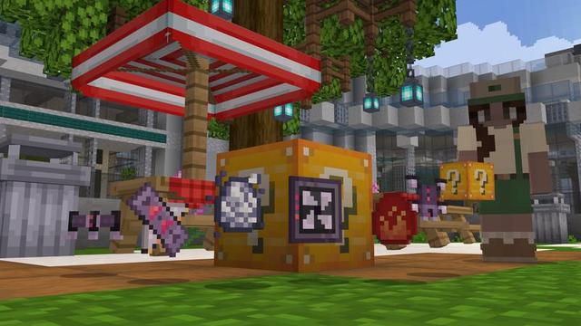 Screenshot of the Minecraft Bedrock Marketplace product Lucky Blocks created by Cubed Creations.