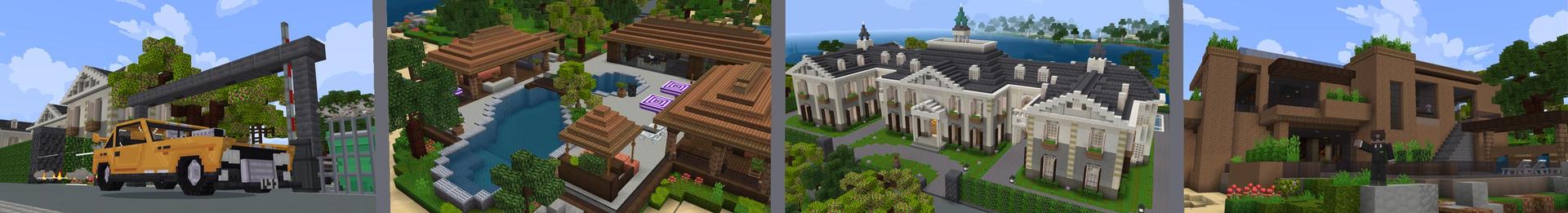 Panorama of the Minecraft Bedrock Marketplace product Luxury Mansion created by Cubed Creations.
