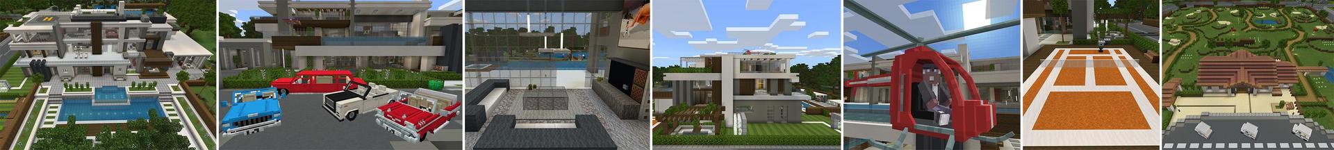 Panorama of the Minecraft Bedrock Marketplace product Millionaire Summer Mansion created by Cubed Creations.