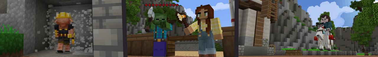 Panorama of the Minecraft Bedrock Marketplace product Mob + Weapon Fusion created by Cubed Creations.