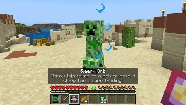 Screenshot of the Minecraft Bedrock Marketplace product Mob Trades created by Cubed Creations.