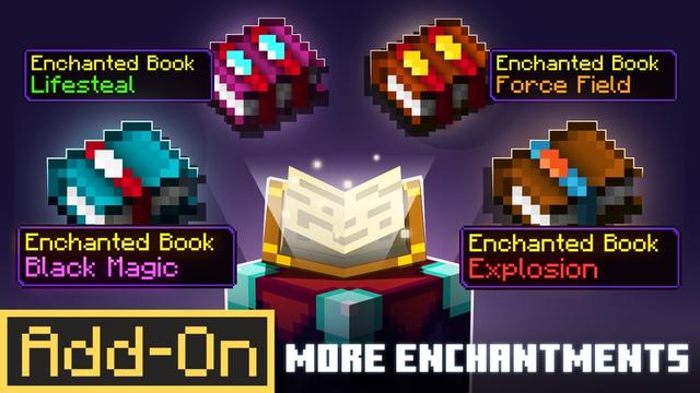 Thumbnail of the Minecraft Bedrock Marketplace product More Enchantments Add-On created by Cubed Creations.