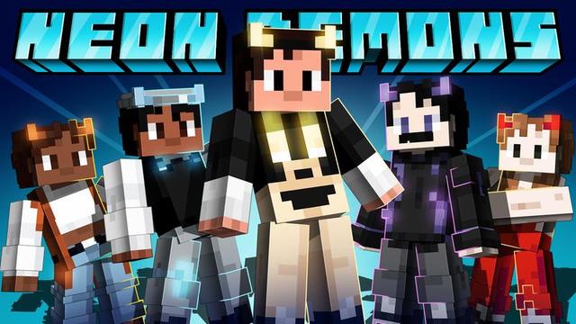 Thumbnail of the Minecraft Bedrock Marketplace product Neon Demons created by Cubed Creations.